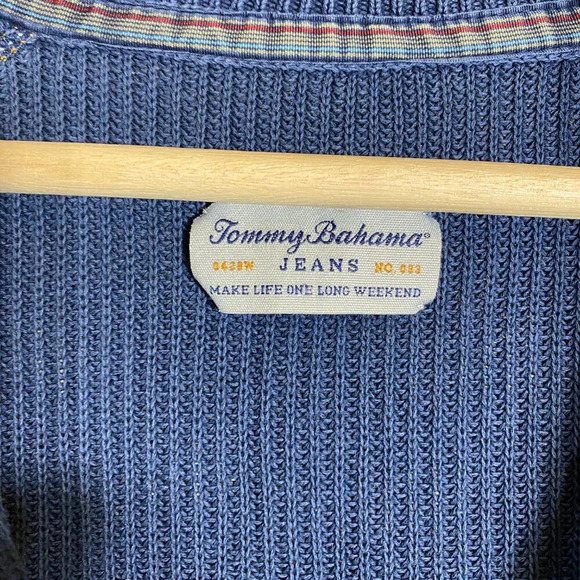 Tommy Bahama Jeans 1/4 Zip Ribbed Knit Pullover Sweater Men's XXL Blue Stretch - Picture 6 of 12